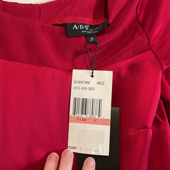 NWT A.B.S. by Allen Schwartz Red Silk Shift Dress. NWT Size 2. - Picture 5 of 12